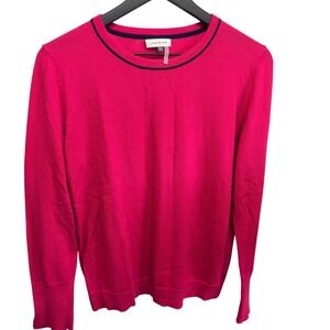 Court & Rowe Pink Long Sleeve Sweater Gold Button Cuffs Navy Accents M Preppy